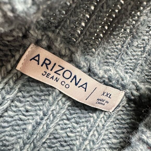 NWT Arizona Jean Co Women’s Teal Blue Crop Cable Oversized Sweater - Size XXL - Picture 4 of 7